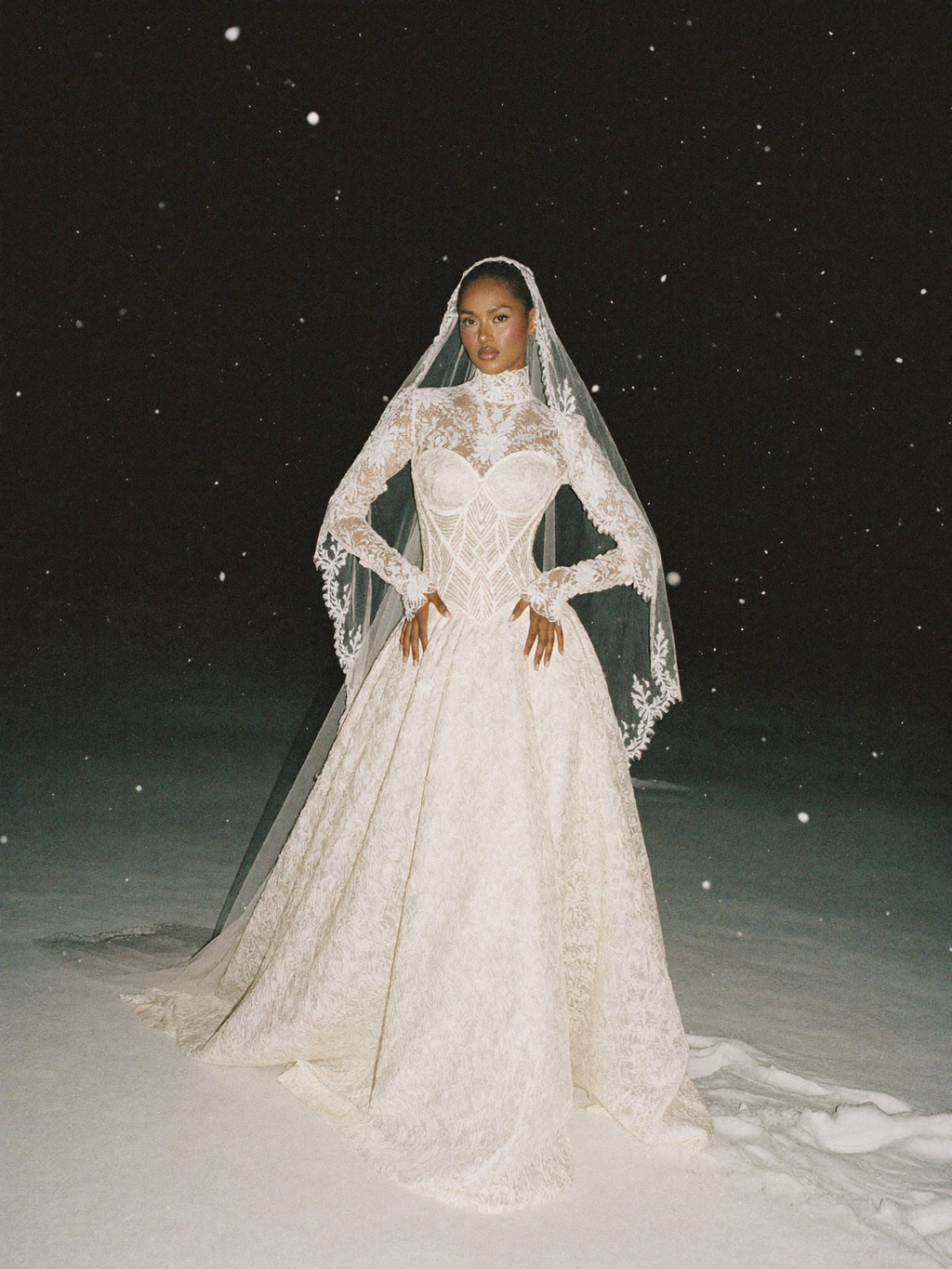 MARTA | CUSTOM HIGH NECK LACE WEDDING DRESS WITH BASQUE WAIST