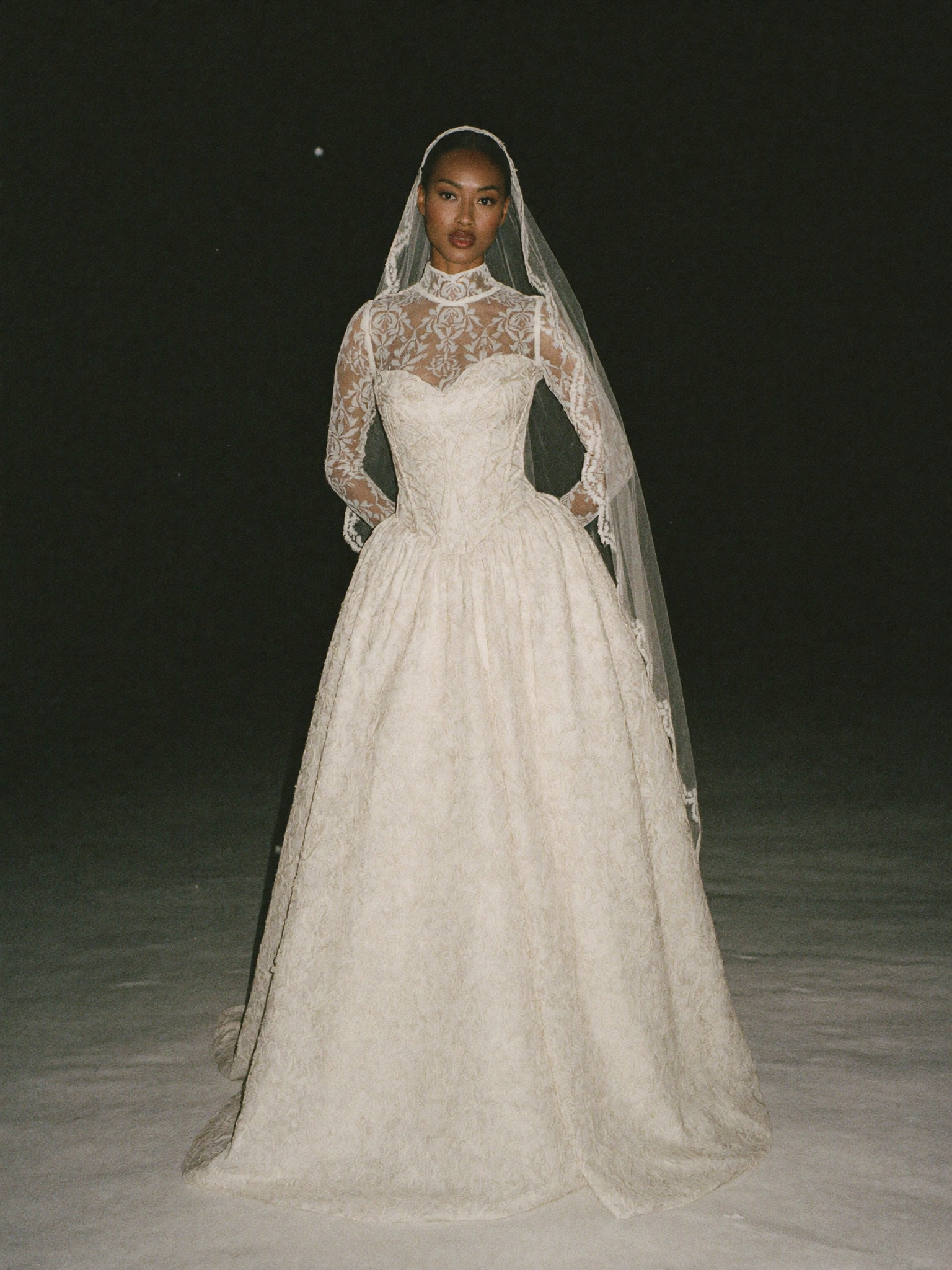 MARTA | CUSTOM HIGH NECK LACE WEDDING DRESS WITH BASQUE WAIST
