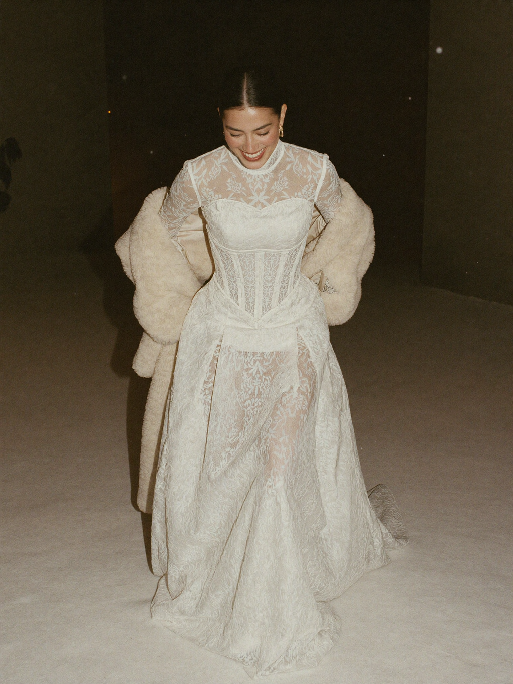 MARTA | CUSTOM HIGH NECK LACE WEDDING DRESS WITH BASQUE WAIST
