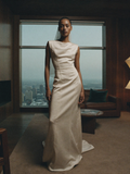 Giselle — Boat Neckline Silk Column Gown