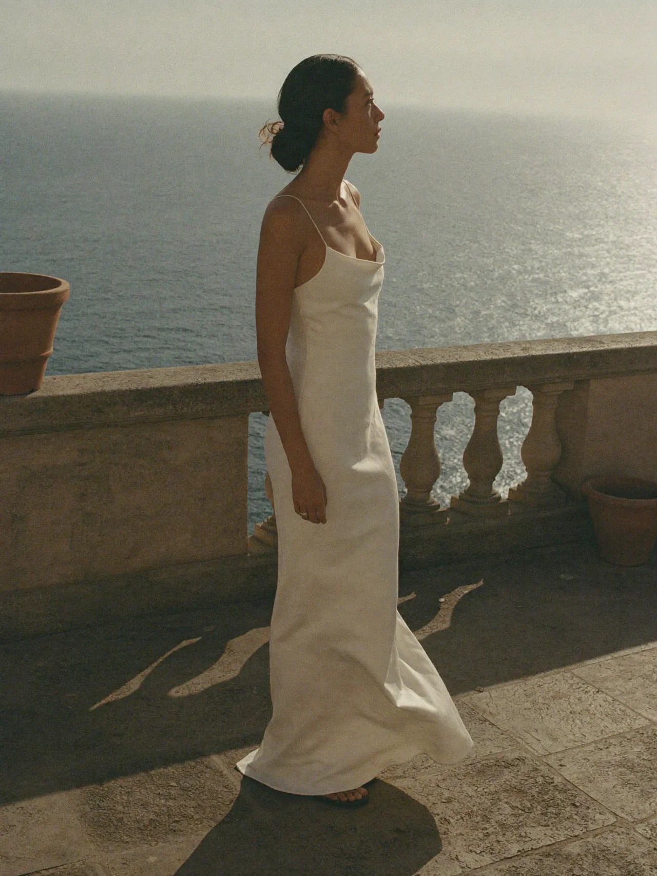 ELLIE | COWL NECKLINE COLUMN WEDDING DRESS – MINIMALIST CREPE BRIDAL GOWN