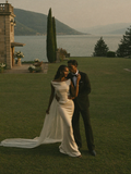 Lake Como Off-Shoulder Satin Column Gown — Lovers Isle Destination Edit