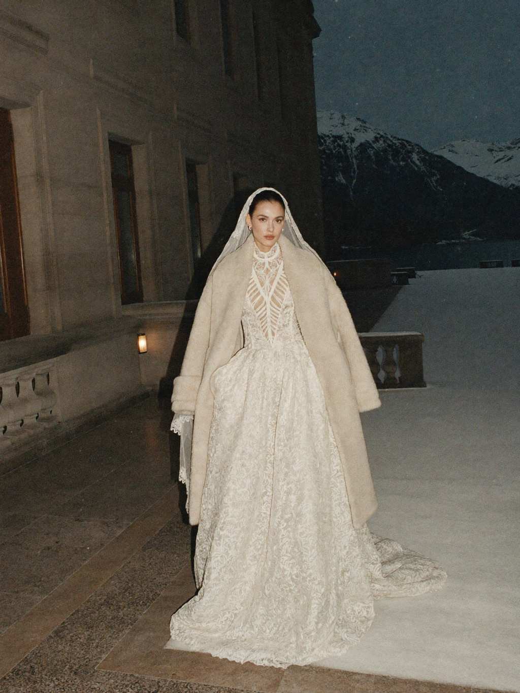 MARTA | CUSTOM HIGH NECK LACE WEDDING DRESS WITH BASQUE WAIST