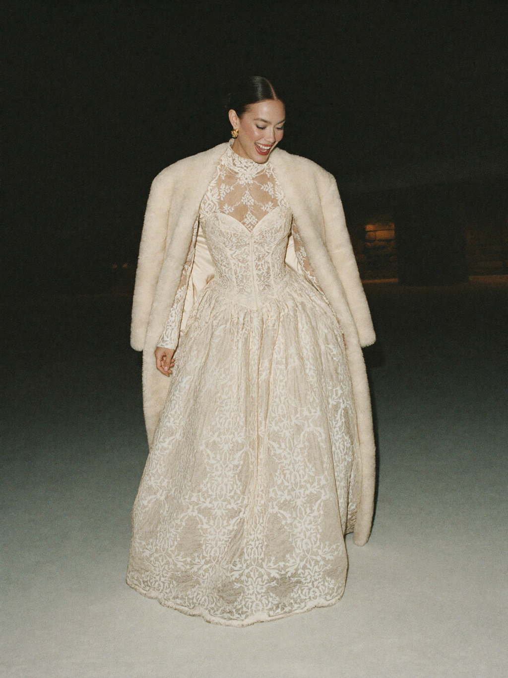 MARTA | CUSTOM HIGH NECK LACE WEDDING DRESS WITH BASQUE WAIST