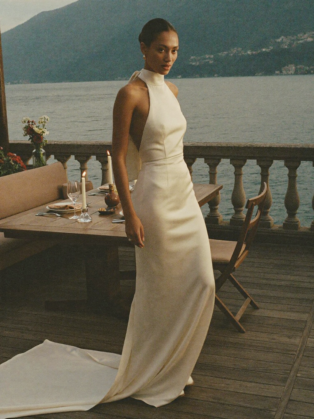 BONNIE | HALTER NECK COLUMN WEDDING DRESS – COASTAL DESTINATION BRIDAL GOWN